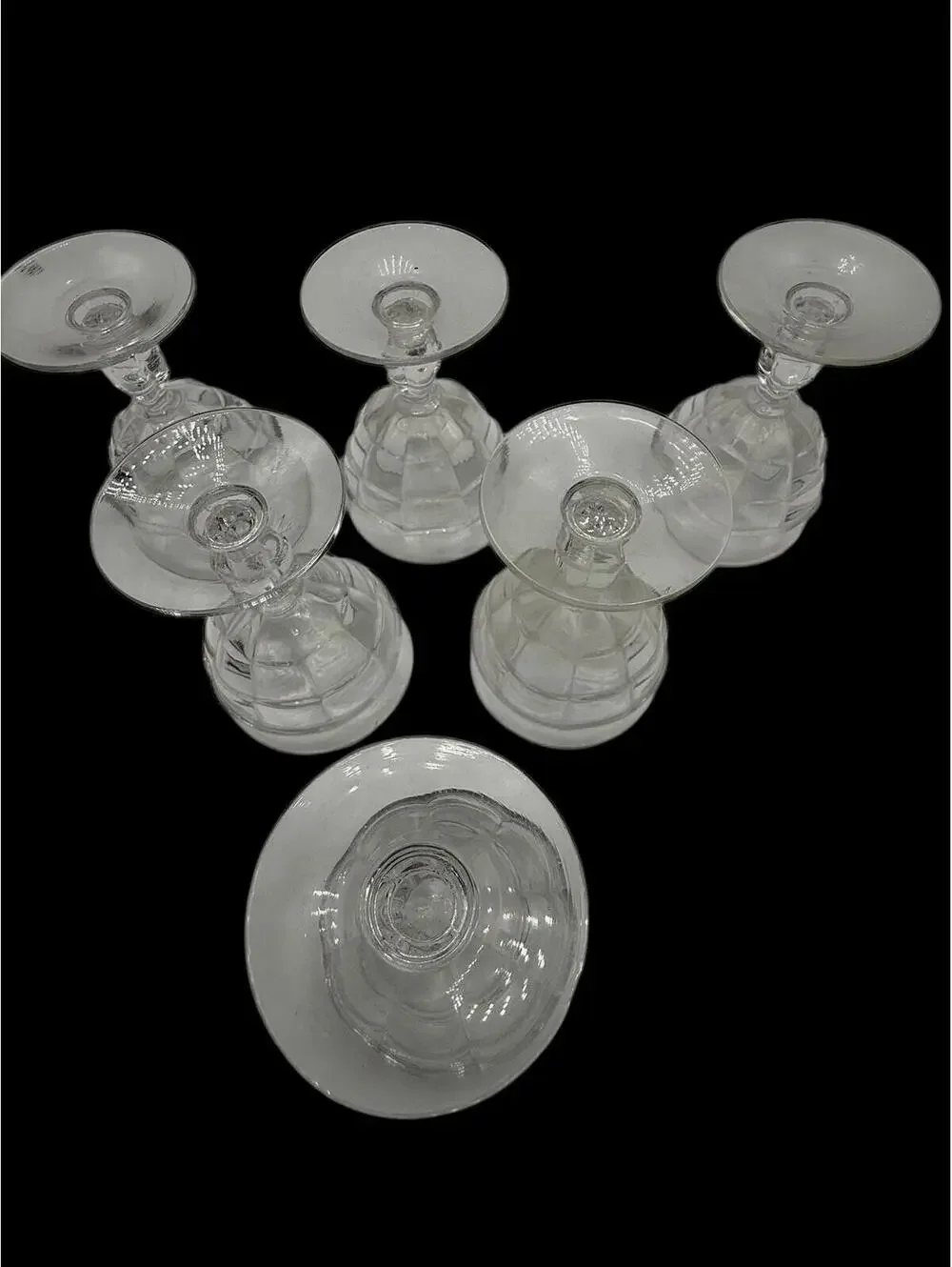Vintage 1940s Pressed Glass Barware Set: Cambridge Cascade Clear 6 Cordial Glass
